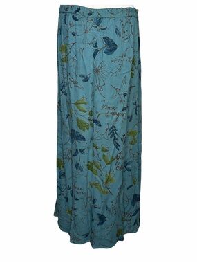 VTG 90s Blue Floral Elastic Maxi Skirt Retro Boho Fairy Size S